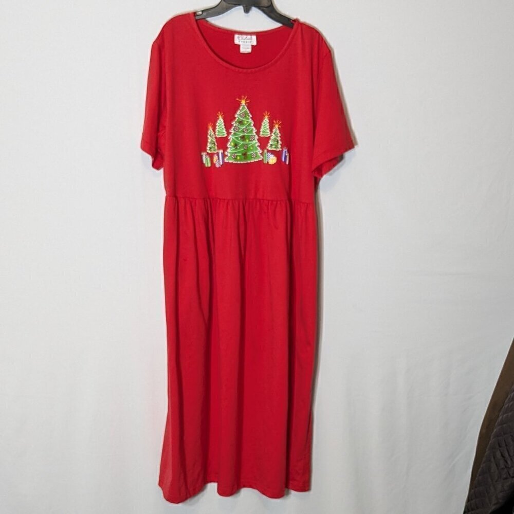 CHELSEA STUDIO Vintage '90's Casual Red Knit Christmas Holiday Dress; Size L